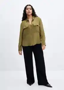 Camisa Massima Khaki Talla L Mujer Mango