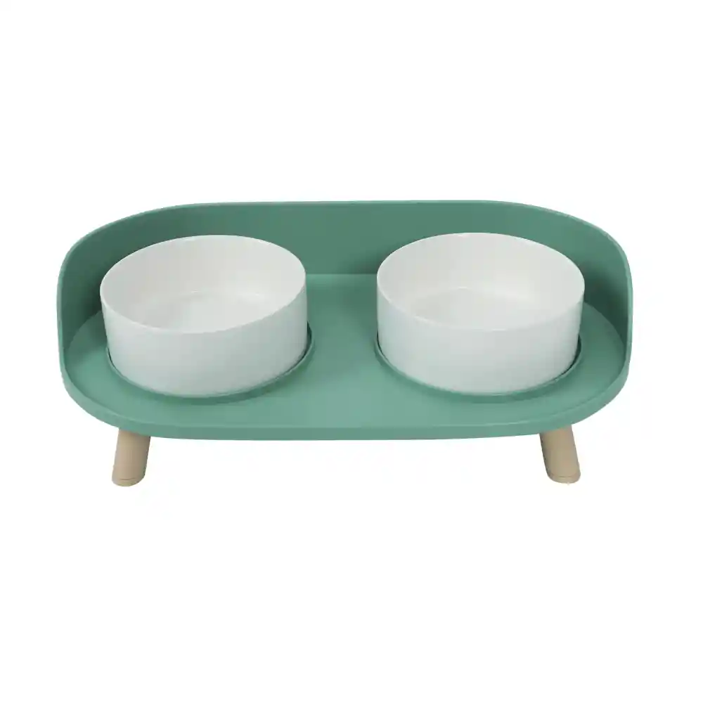 Altitude Double Raised Pet Bowl Green