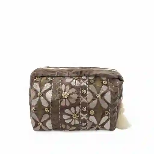 Bolsa Gris Flores Bordadas Ambiente Gourmet