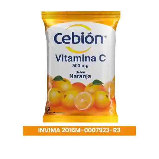 Cebión tabletas Masticables de Vitamina C sabor a Naranja 144 Unidades