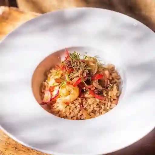 Arroz con Coco y Camarones Al Ajillo