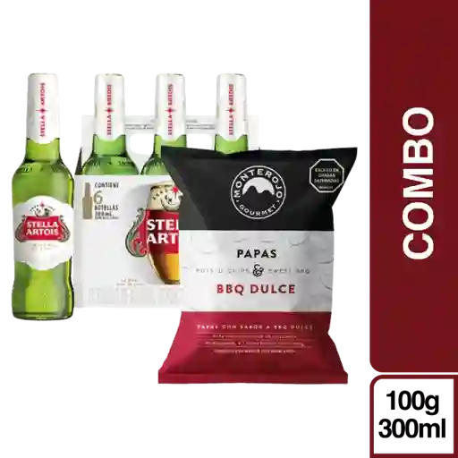 Combo Papa Bbq Dulce + Stella Artois Pack Cerveza