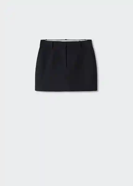 Falda Franc Negro Talla 42 Mujer Mango