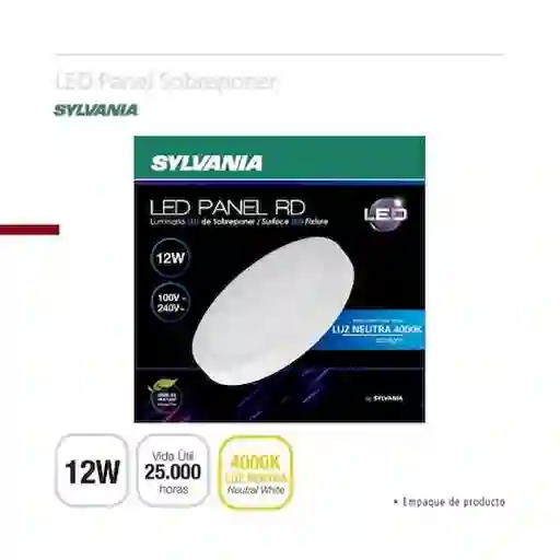 Sylvania Led Panel Red 12W Luz Neutra 100-240V Sobreponer