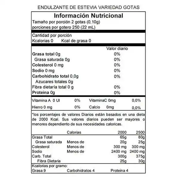 Biodiet Endulzante con Stevia sin Calorías en Gotas