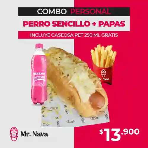 Combo de Perro Caliente Sencillo + Papas + Gaseosa
