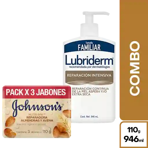 Combo Johnsons Jabon Avena 3 Und +Lubriderm Reparacion Intensiva