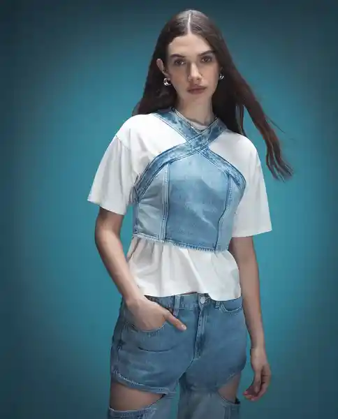 Camisa Mujer Azul Talla L 312G004_AZU114604