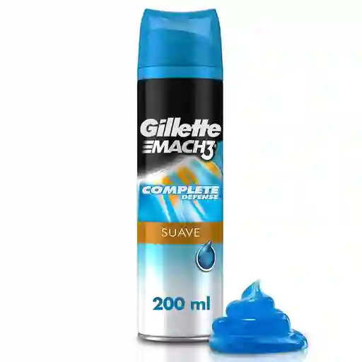 GILLETTE Mach3 Suave Gel de Afeitar para Barba de 200mL Suaviza y Protege la Piel al Afeitarte al Ras con Máquina de Afeitar para Hombre
