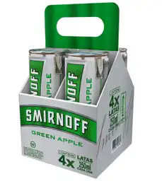 Pack X4 Coctel Smirnof Ice Green Apple Lata 250 Ml