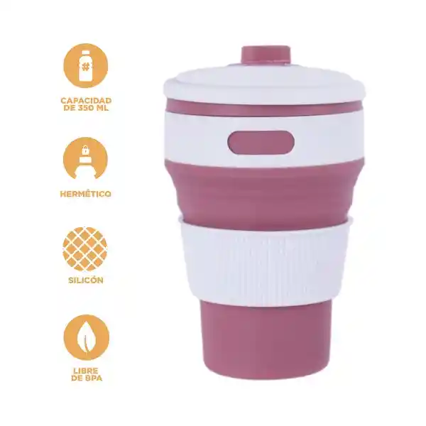 Vaso Plástico Plegable de Silicona de Rosa 350 mL Serie Miniso