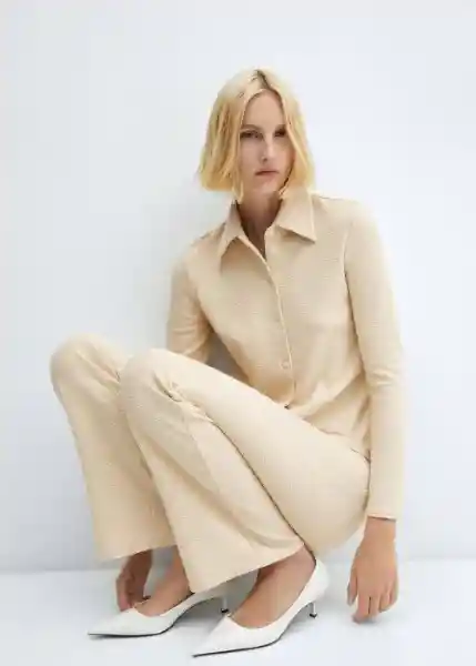 Pantalón Demi Off White Talla L Mujer Mango