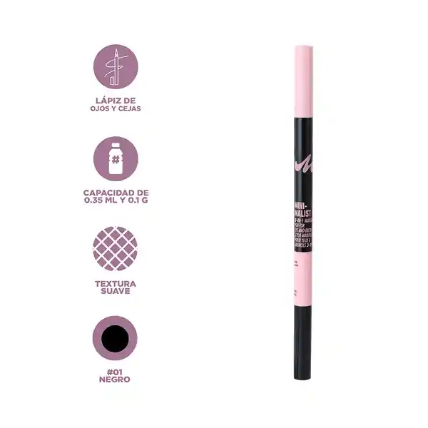 Lápiz de Cejas 3 en 1 Serie Minimalist Black 01 Miniso