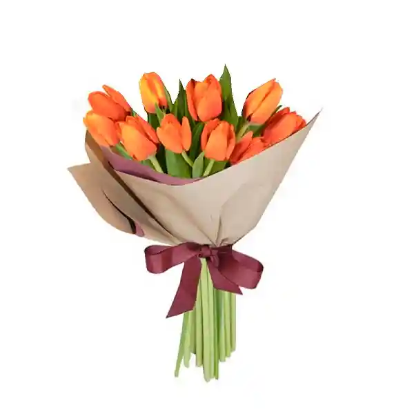 Arreglo Floral 10 Tulipanes Naranjas Raggio Di Sole En Ramo