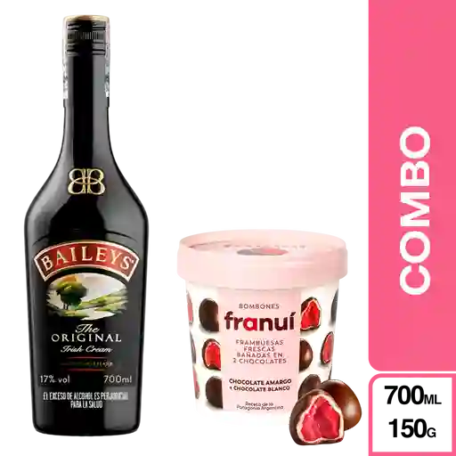 Combo Baileys Crema Whisky + Franui Frambuesas Bañadas Chocolate
