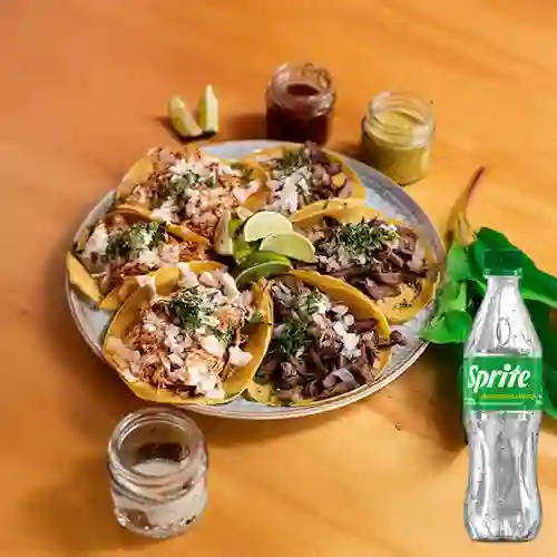 Combo Tacos X 6 de Carne Asada + Sprite Original 400ml