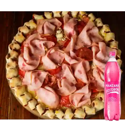 Combo Pizza 6 Carnes Mediana + Postobón Manzana 1.5 l