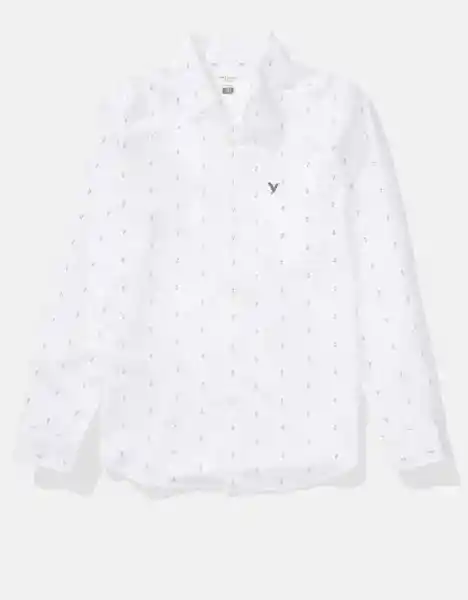 Camisa Algoón/Lino Larga Hombre Blanco X-Large American Eagle