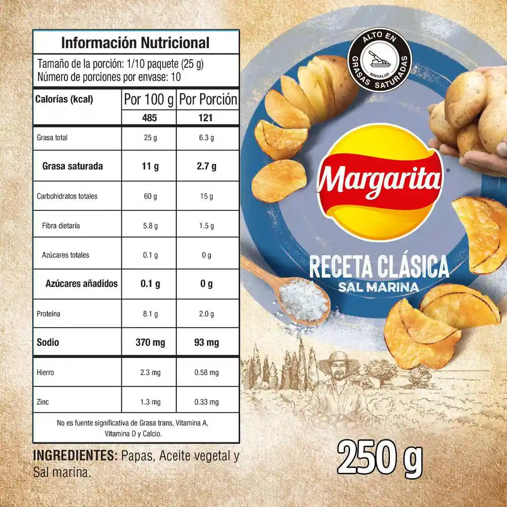 Margarita Snack de Papas Fritas Receta Clásica con Sal Marina