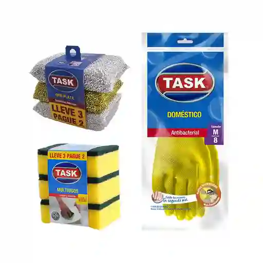 Task Pack Esponjas Multiusos + Esponjas Oroplata + Guantes