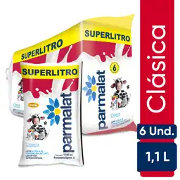 Sixpack Leche Parmalat Clásica x 1.100mL (6.600mL)