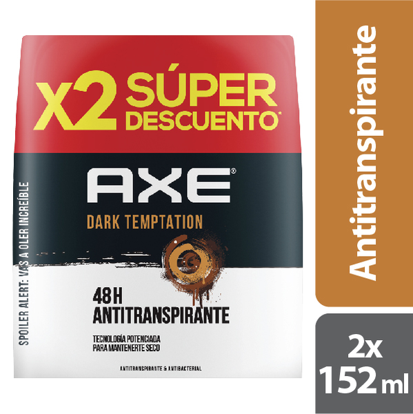 Desodorante Axe Dark Temptation Aerosol X2 Und X152Ml