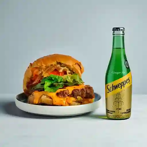 Hamburguesa Triceratops +Schweppes Ginger Ale 300ML