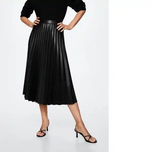 Falda Long Negro Talla 24 Mujer Mango