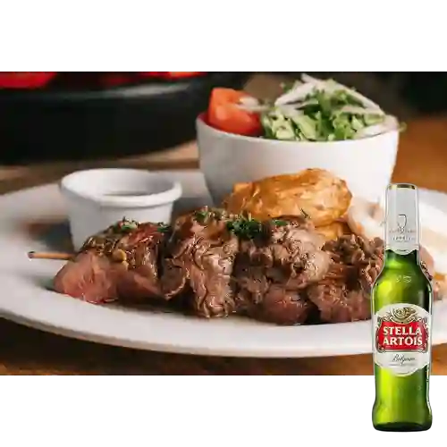 Combo Chuzo de Solomito de Res + Stella Artois 335 ml