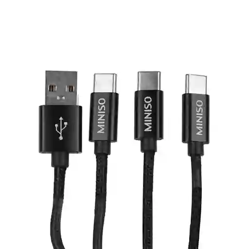 Miniso Cable de Carga Duradero 3 en 1 Tipo C