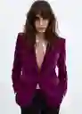 Blazer Americana Combi Morado Talla 24 Mujer Mango