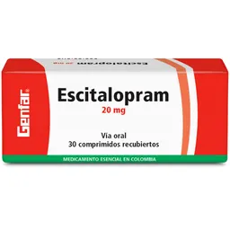 Escitalopram Genfar Antidepresivo (20 Mg) Comprimidos Recubiertos