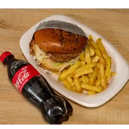 Burger Sencilla + Papa Fritas + Coca Col