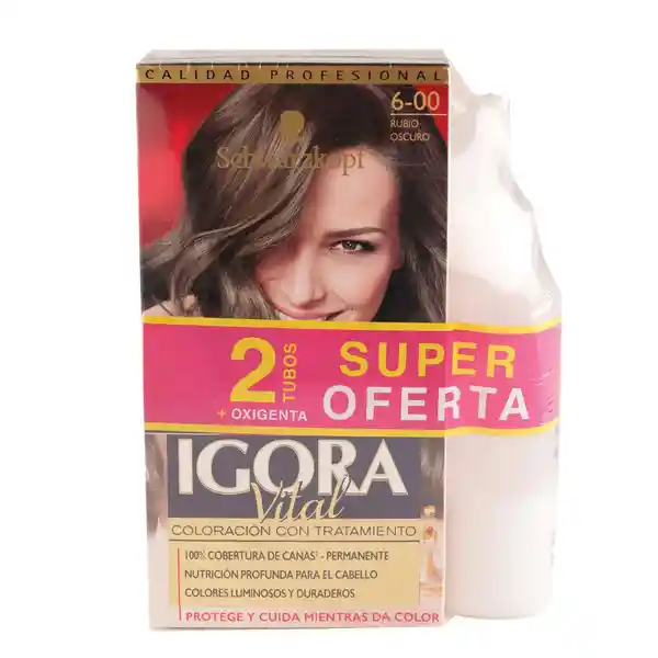 Igora Tinte Vital Tono 6-00 X6 Elementos Gratis Oxigenta