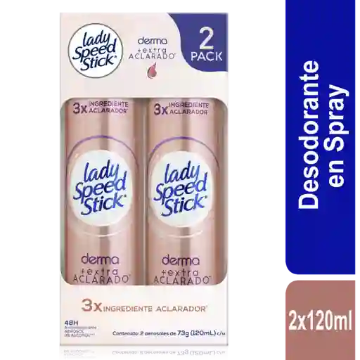Desodorante Mujer Lady Speed Stick Aclarado Spray 120ml x 2und