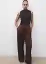 Pantalón Flor Chocolate Talla 40 Mujer Mango