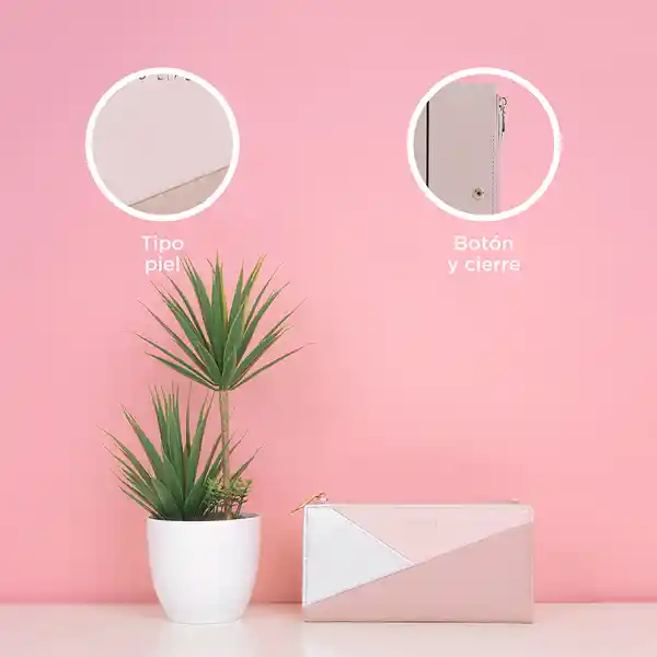 Cartera Para Mujer Larga Bloques Geométricos Rosa Miniso