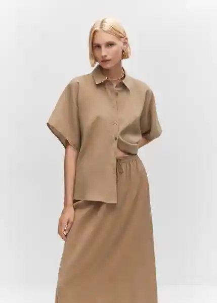 Falda Toffu-A Camel Talla L Mujer Mango