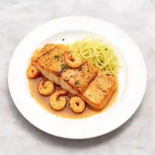 Salmón con langostinos