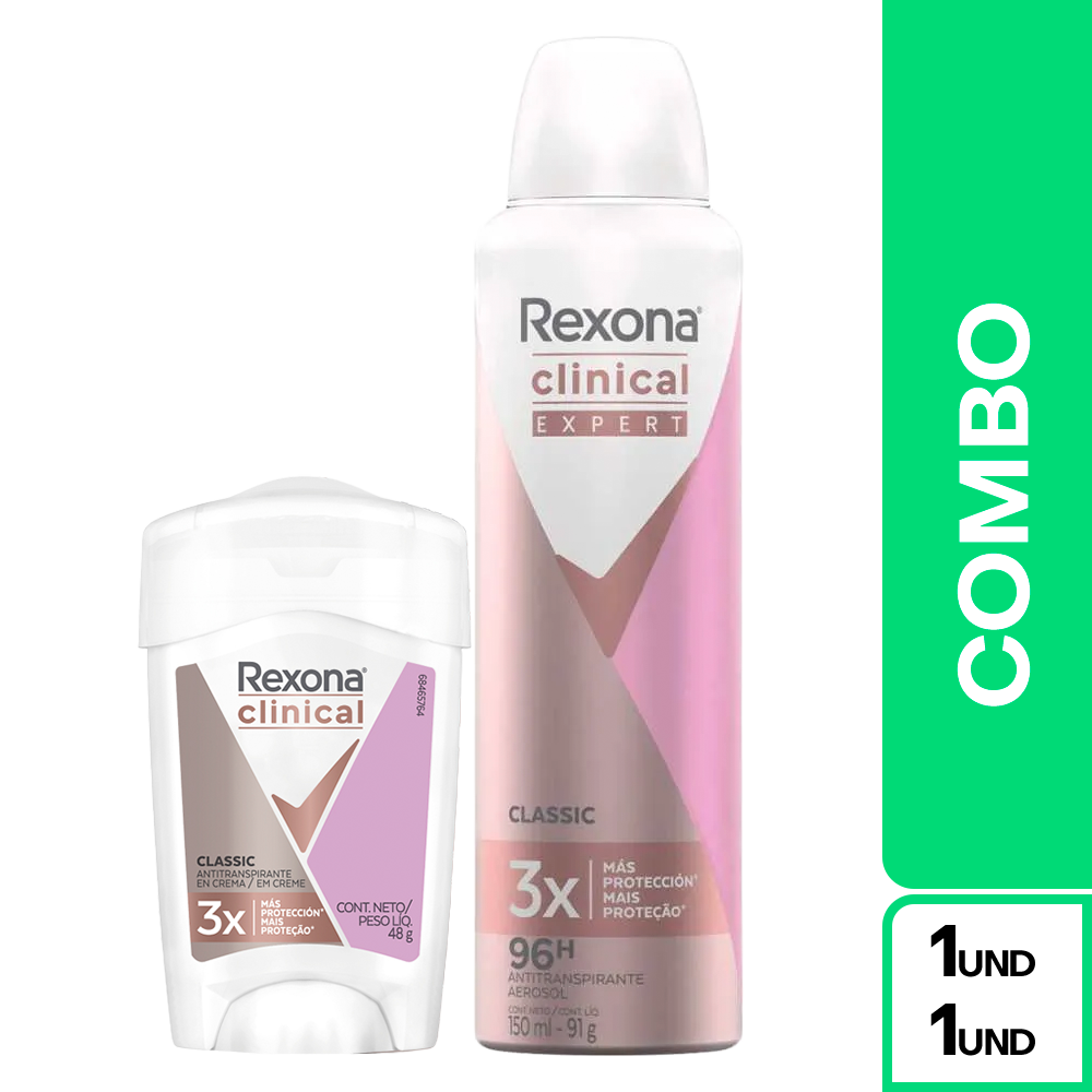 Combo Rexona Clinical Desodorante Mujer Aerosol y Crema