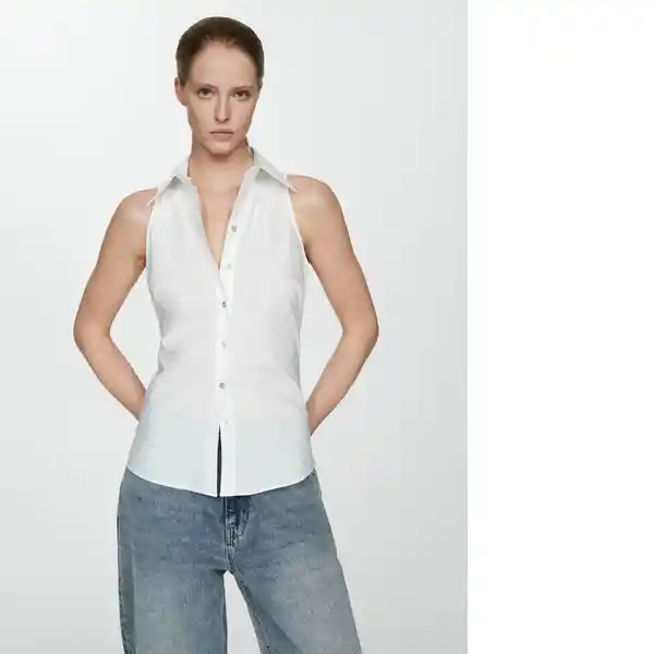 Camisa Paula Off White Talla S Mujer Mango