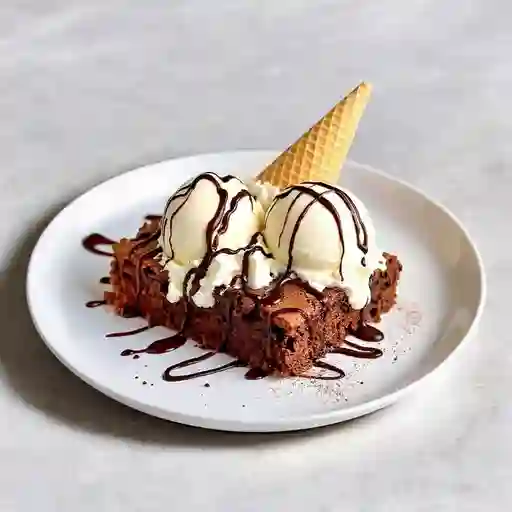 Brownie con helado especial