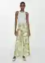 Pantalón Plumas Verde Talla S Mujer Mango