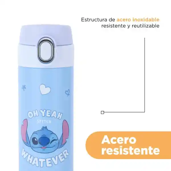 Botella Aislante Serie Disney Stitch Azul 420 mL Miniso