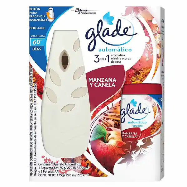 Glade Kit Aromatizante Ambiente Aerosol 3 en 1 Manzana y Canela