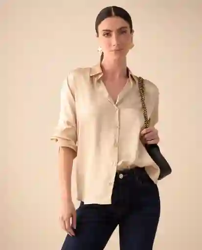 Camisa Crudo Beige Claro Talla XL 411G001 Espirit