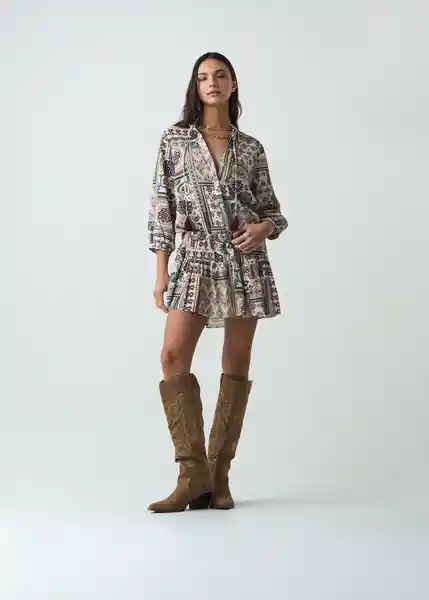 Vestido Amaur Mujer Crudo Marfil Claro Talla L 572G375 Naf Naf