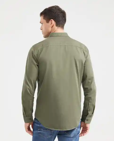 Camiseta Dyed Twill M/L Verde Olivo Ultra Oscuro T. M Chevignon