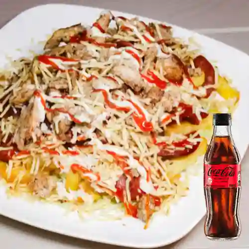 Combo Salchipapa de Pollo + Coca Cola Sin Azúcar 300ML