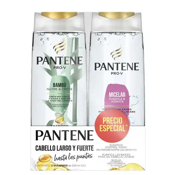 Pantene Shampoo Bambu Control Caída + Shampoo Micelar Purifica e Hidrata